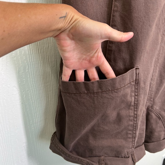 Free People - High Roller Slouchy Relaxed Adjustable Straps Overall Shorts SZ LG - Picture 6 of 12